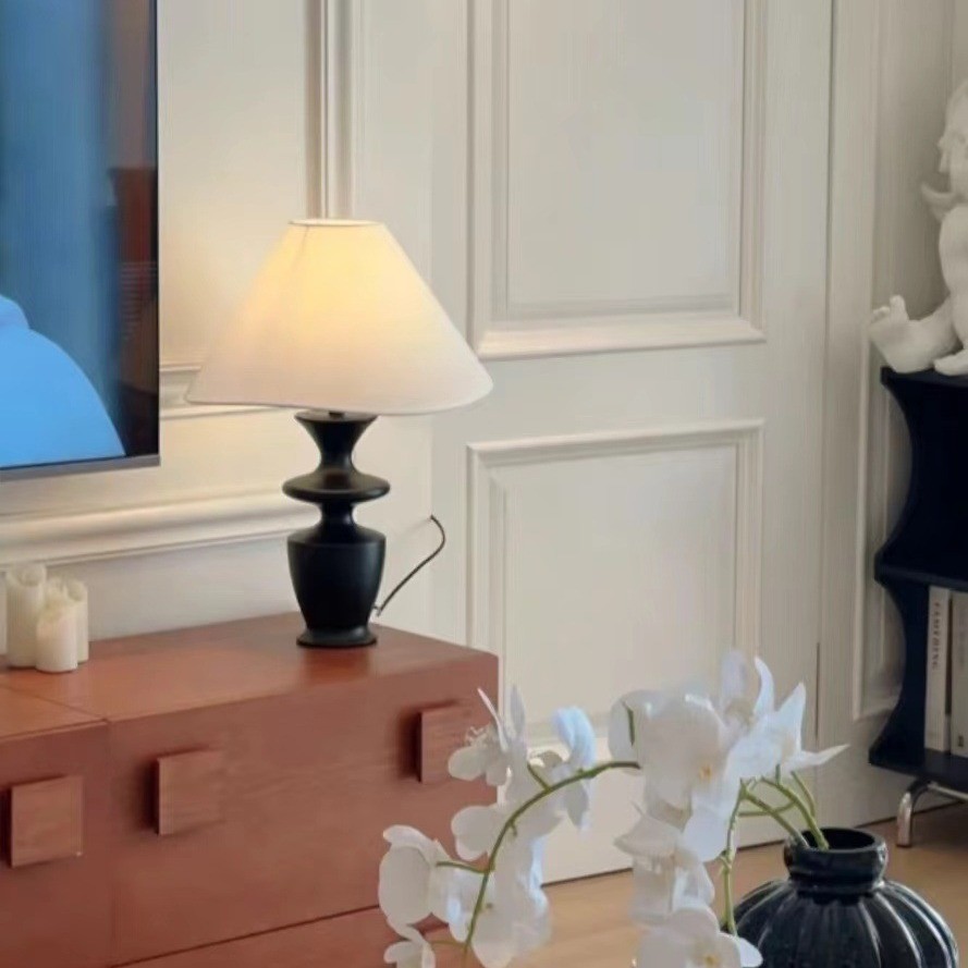 高级感美式复古中古风氛围感台灯设计师侘寂风卧室台灯床头法式