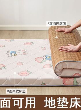 地铺睡垫夏季床垫子家用榻榻米床垫铺底儿童凉席褥子双面两用席子