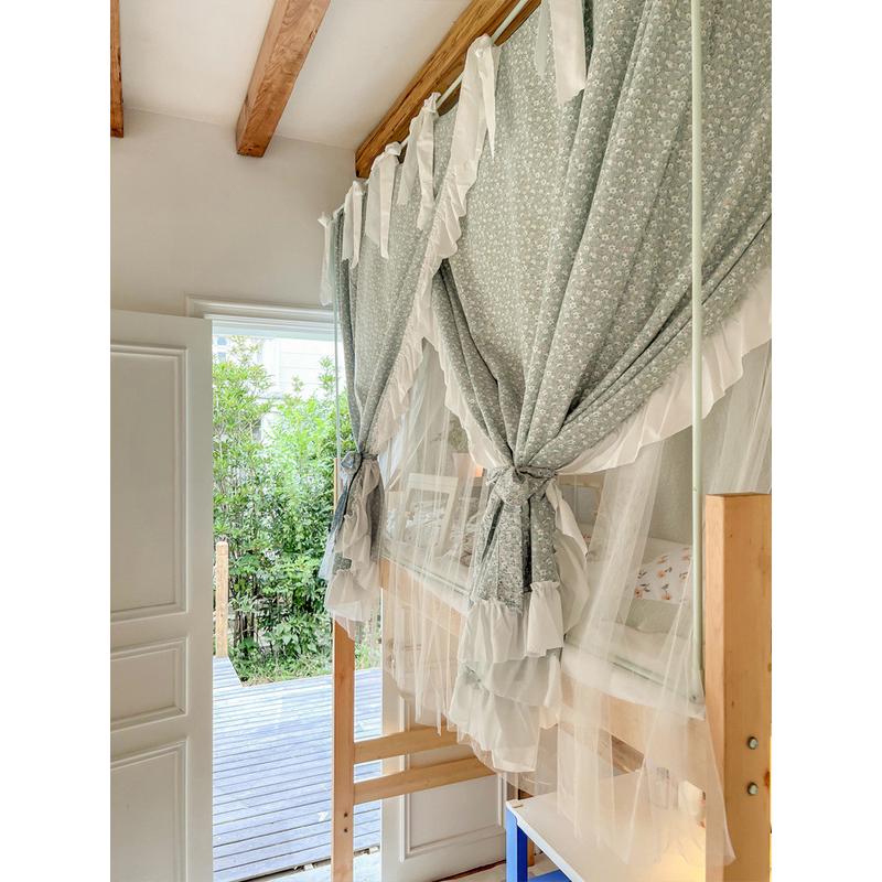 xei3u双层支架学生宿舍蚊帐上铺下铺 一体式床帘寝室型少女公主风