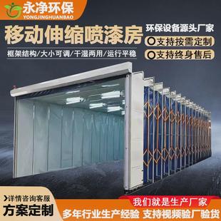 移動式 無塵工業打磨房干濕移動伸縮房 伸縮噴漆房電動折疊軌道式