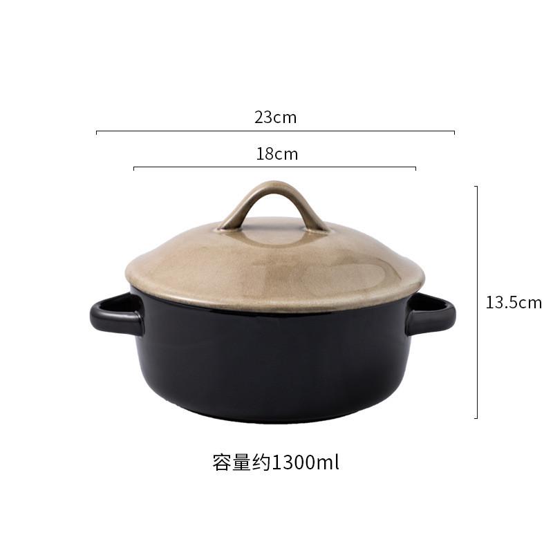 拌面双耳碗陶瓷高颜值带把手日式大碗不规则家用单个螺蛳粉泡面碗