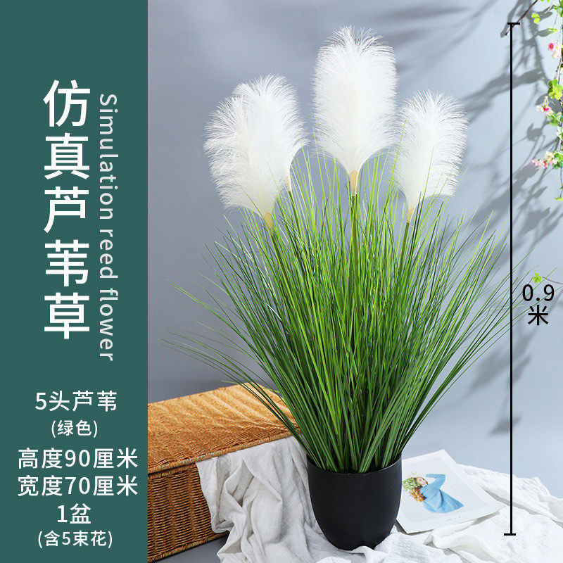 洋葱草盆栽客厅落地摆设芦苇草仿真花北欧室内橱窗装饰绿植摆件