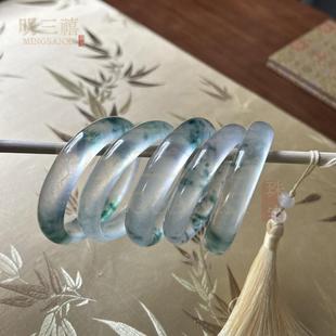 高冰冰透独龙玉飘花手镯高品质翡翠色玉石手镯子冰种玉镯石英岩玉