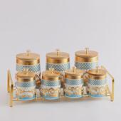 厂家收纳罐轻奢陶瓷密封罐厨房储物罐茶叶罐木盖陶瓷直供厨房用品