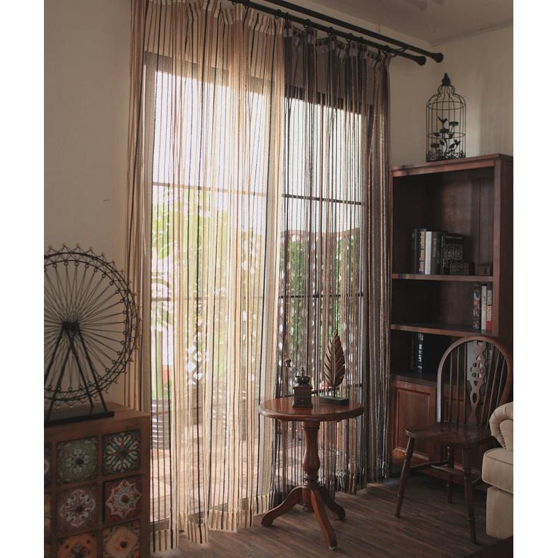 窗纱沙阳台纱客厅纱帘遮光半透隔断美式窗帘简约现代彩纹新品