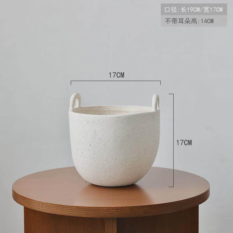 北欧设计白色陶瓷花盆陶盆粗陶水培套盆龟背竹落地大号客厅树盆