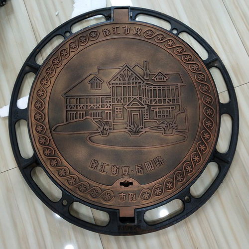 山西源盛球墨铸铁仿铜彩色艺术井盖专业设计按需定制市政供应盖板