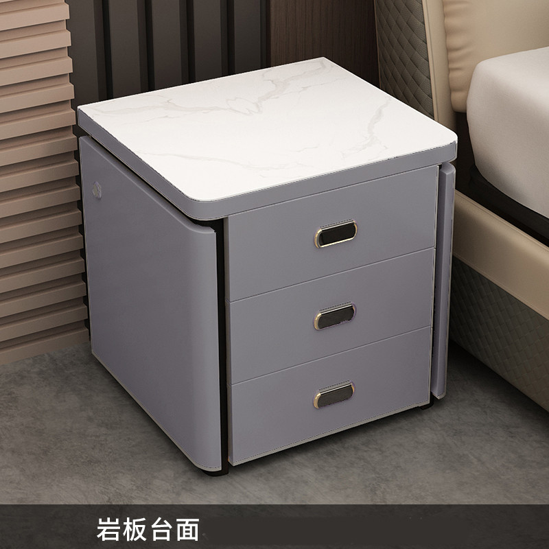 无线充电智能床头柜简约现代多功能卧室实木高级感网红床边柜新款