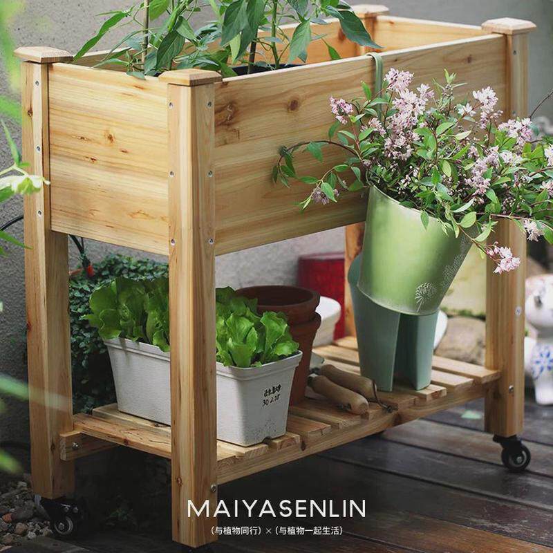 阳台蔬菜种植箱架花箱露台室内户外家用可移动种菜箱实木大容量高