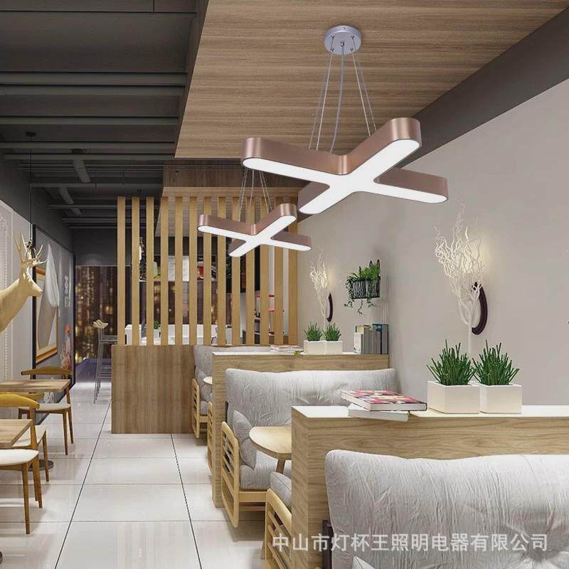 led十字吊灯店铺餐厅前台创意健身房灯办公室造型超市工业风灯具
