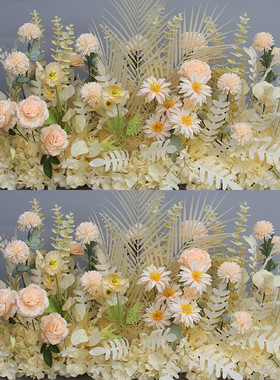 新款婚庆地排花花婚礼布置装饰花排路引花婚礼假花蓝色花