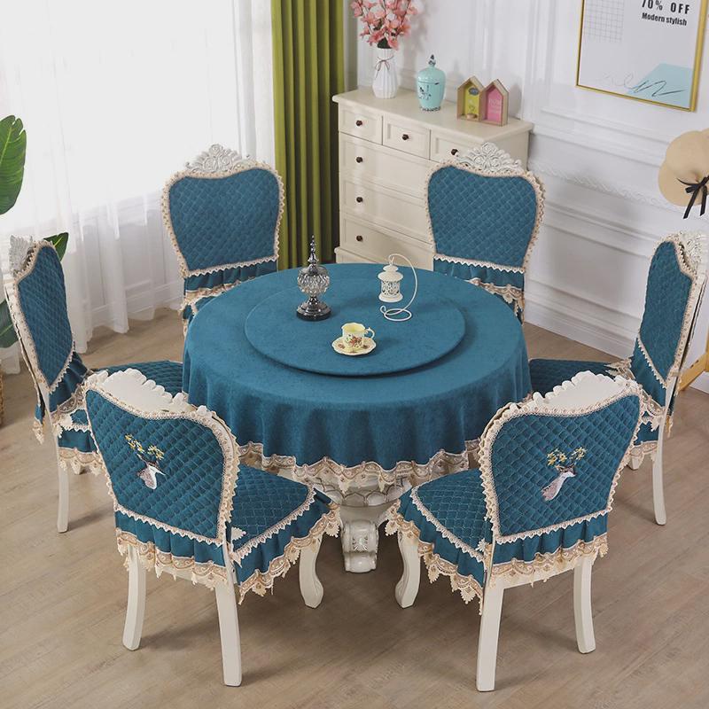 蕾丝椅子坐垫靠垫套加大欧式餐椅垫套装家用餐桌布圆桌布新款布艺
