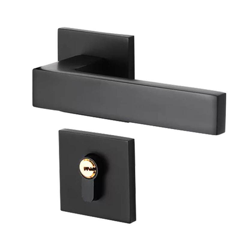 基亚铝美式黑色房门锁太空现代简约室内卧室房门锁卫生间实木门锁