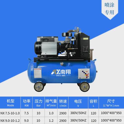 南翔380v小型220v喷漆打气汽修空气压缩机工业螺杆变频空压机