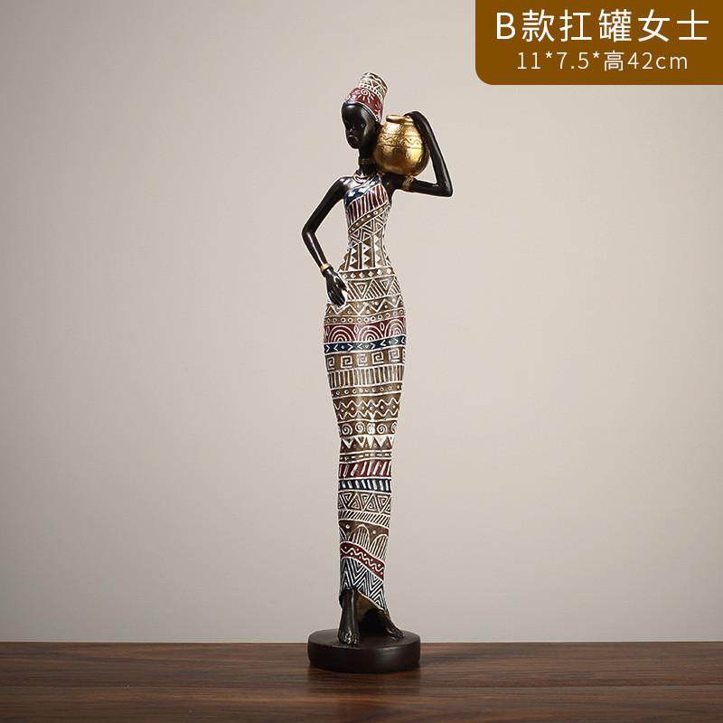 欧式创意非洲人物摆件家居饰品玄关门口进门茶几装饰品树脂工艺品
