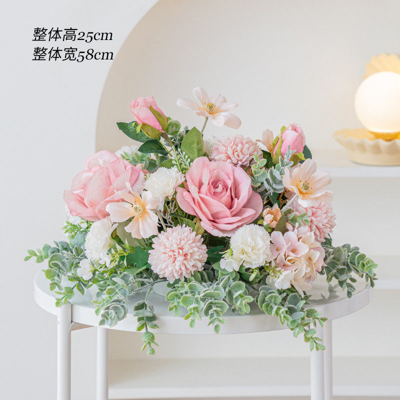 客厅饭店酒店餐桌花假花仿真花绿植玫瑰花绣球花婚庆装饰花绢花