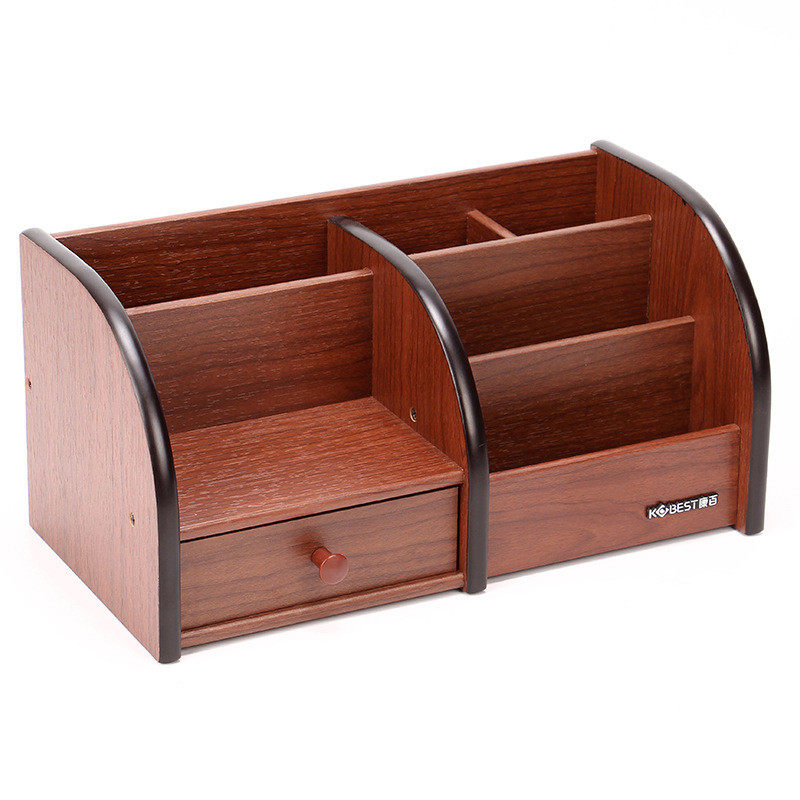 简约木质多功能方形笔筒笔座学生桌面文具办公桌摆件收纳盒名片座