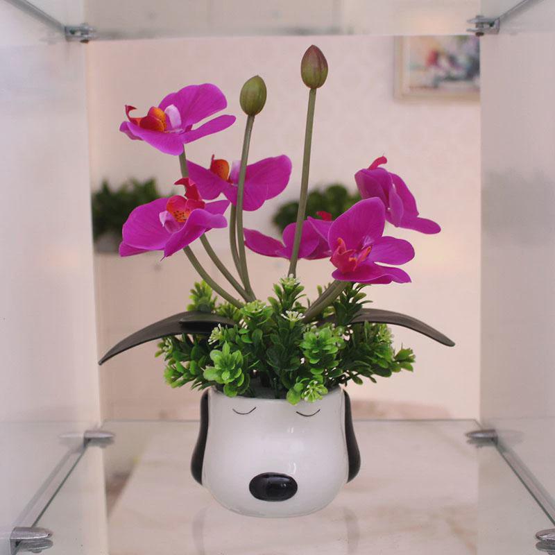 仿真花套装假花摆件装饰花艺家装摆设客厅饰品手感pu蝴蝶兰