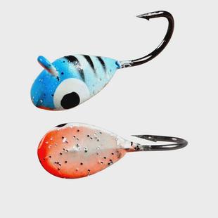 1.8cm1.4g微物根钓钩倒刺迷你铅头钩彩色德州钓钩冰朝天钩50只