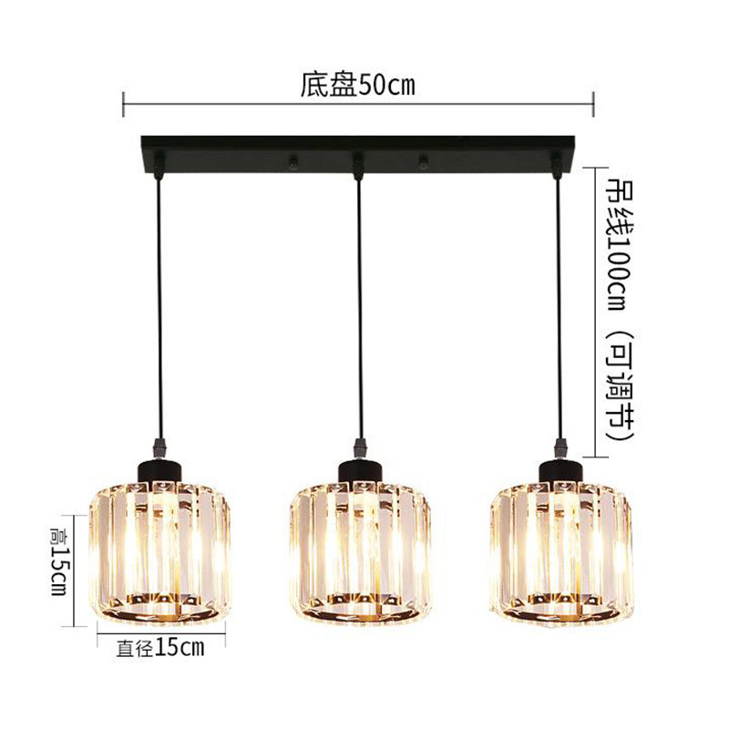 圆形三头饭厅灯吊灯现代简约家用轻奢大气水晶吊灯灯具厂家批发