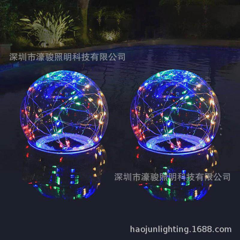 led水上漂浮球景观灯太阳能灯七彩灯串灯泳池水漂灯发光圆球灯