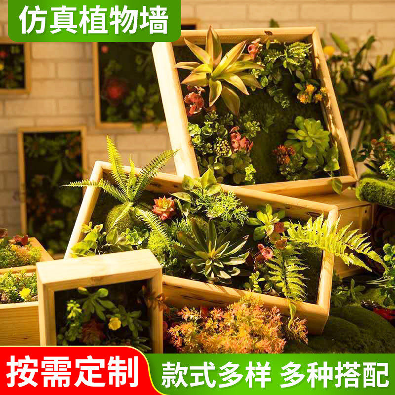 仿真相框壁挂苔藓多肉植物墙幼儿园房地产软装工程假多肉相框壁挂