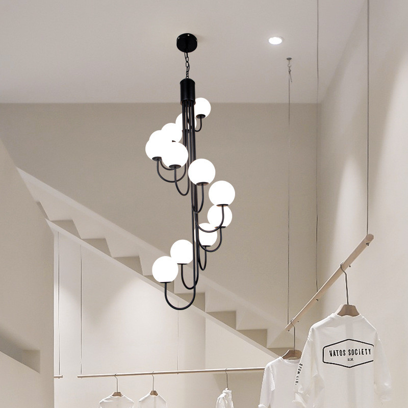 法式楼梯吊灯长吊灯简约现代旋转loft公寓挑空客厅灯小复式楼吊灯