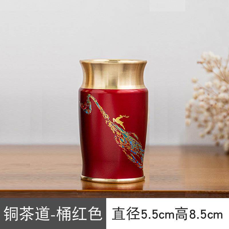 漆彩纯铜茶道六君子套装配件功夫茶具茶杯工具茶刀夹勺泡茶托6件