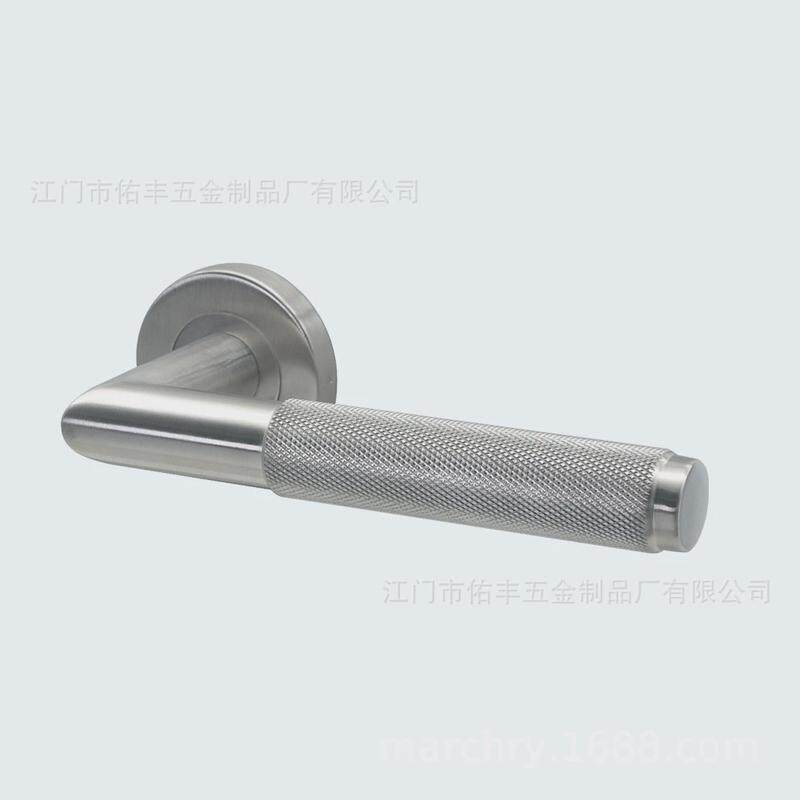 304拉丝不锈钢空心直角滚花防滑拉手分体门把手生产厂家定制