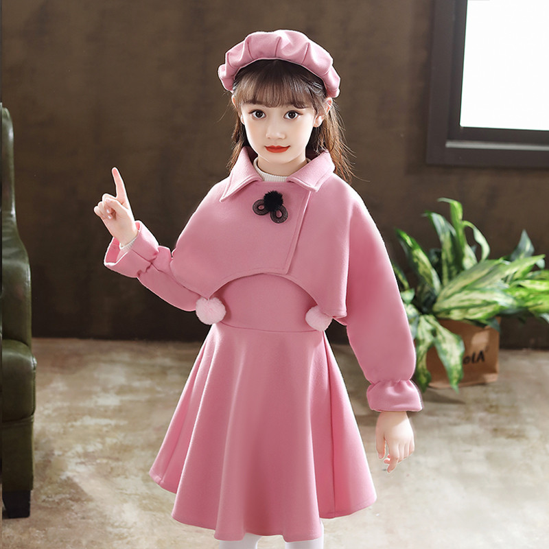 女童连衣裙2025春秋款衣服儿童学院风公主裙秋冬加厚毛呢裙子套装