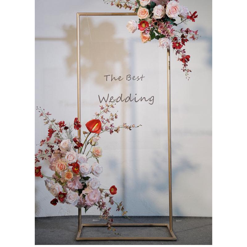 新款婚庆道具指示牌架子背景架婚礼花架迎宾区铁艺方形拱门展架