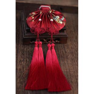 热销5jn凝香记囍结良缘中式婚礼织金结发古法荷包香囊手工红色随