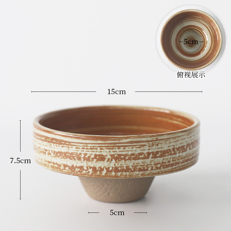 复古陶瓷高脚器小花禅意中式日式插花器皿茶席桌面摆件剑山插花器