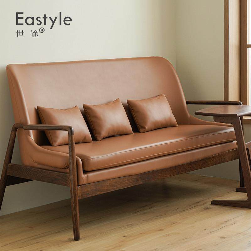 北欧极简皮艺沙发现代简约客厅小户型日式实木家具单人皮沙发组合,住宅家具,皮艺沙发,淘宝优惠券,粉丝福利购,淘宝优惠卷