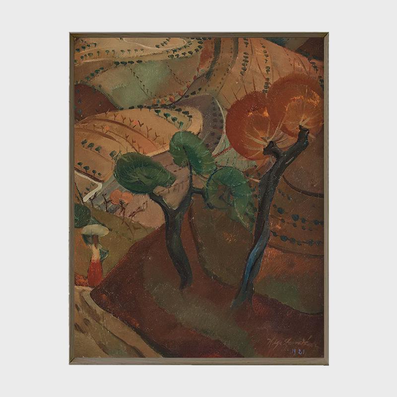 风景背景墙装饰画复古怀旧客厅意式沙发挂画卧室创意抽象画落地画