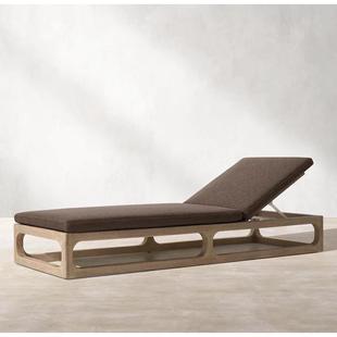 户外休闲庭院躺椅室外阳台别墅床日光浴游泳池酒店花园柚木躺椅