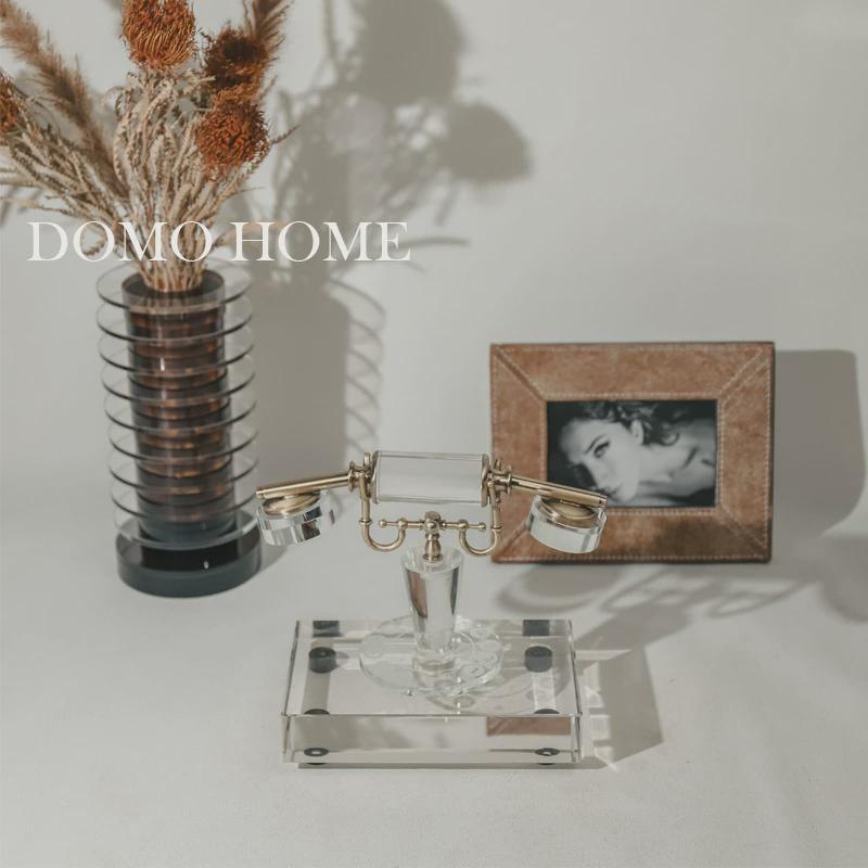 现代复古水晶电话摆件样板间售楼处酒店别墅陈列品软装桌面家居