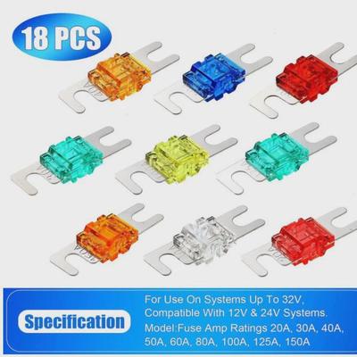 汽车音频保险丝18件迷你ANL保险丝镀包20A30A40A50A60A80A100A125