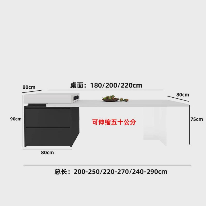 极简可伸缩岛岛餐桌一体电动智能家具开放式厨房亚克力台台餐桌椅