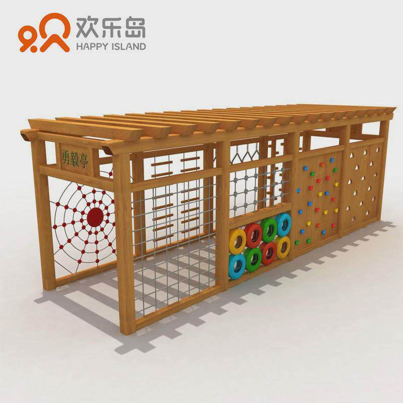 幼儿园长廊葡萄架木制大型非标儿童乐园滑梯攀爬组合游乐设备厂家
