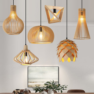 木艺吊灯创意日式 火锅店吊灯料理店茶室灯民宿榻榻米木艺灯具 风格