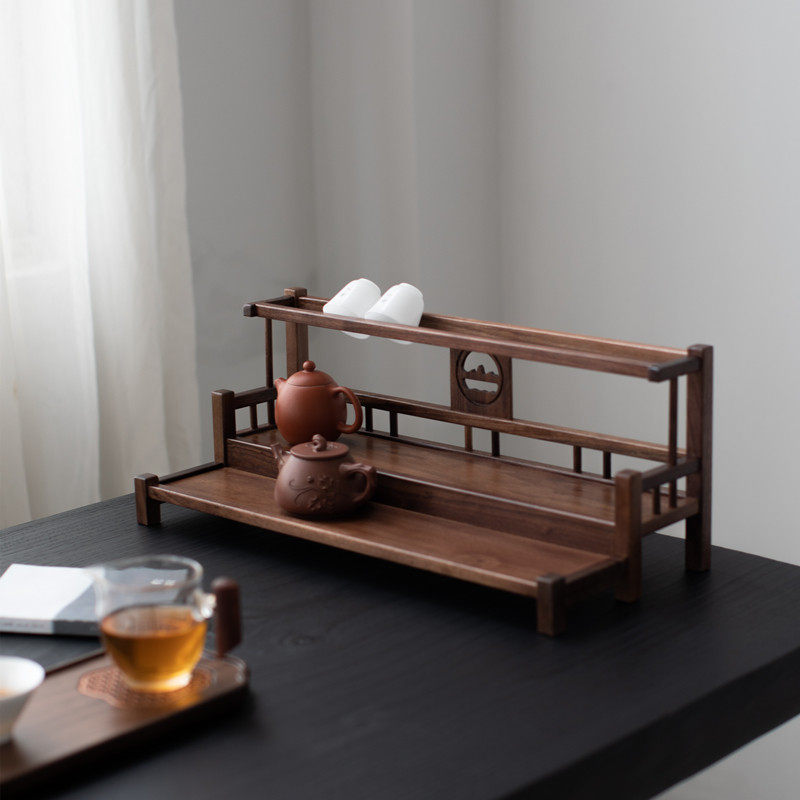 北美黑胡桃实木茶具茶杯架紫砂茶壶收纳架桌面展示博古架置物架子,餐饮具,茶道/零配,淘宝优惠券,粉丝福利购,淘宝优惠卷