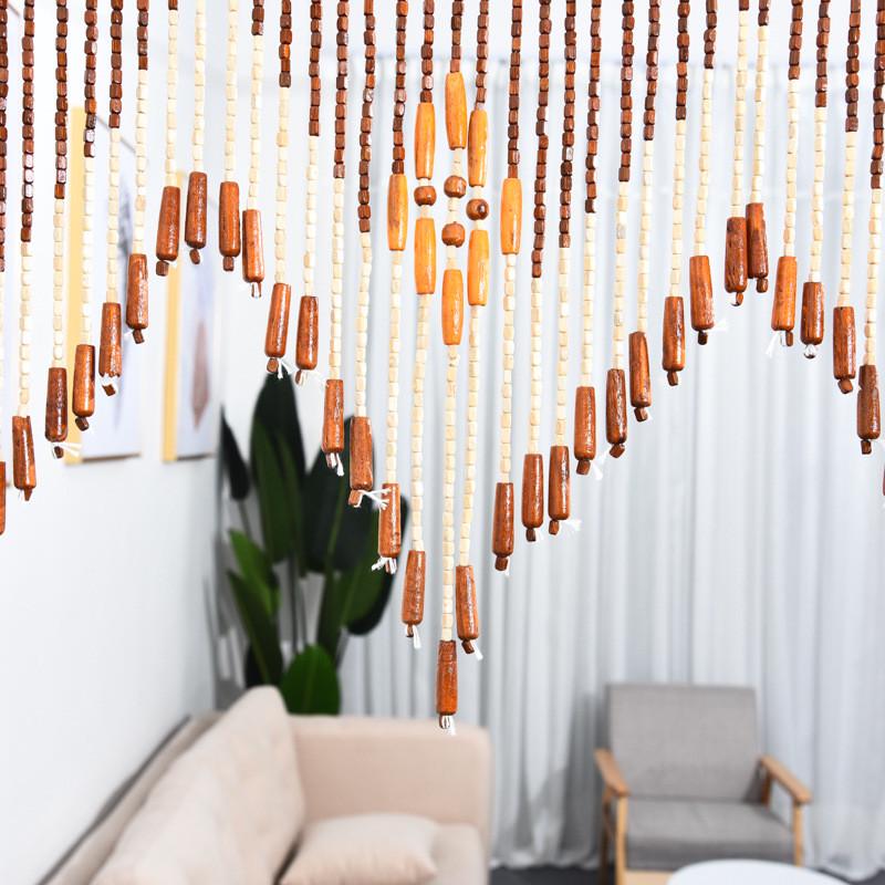 门帘中国风实木珠帘客厅隔断帘子卧室卫生间成品挂帘门帘