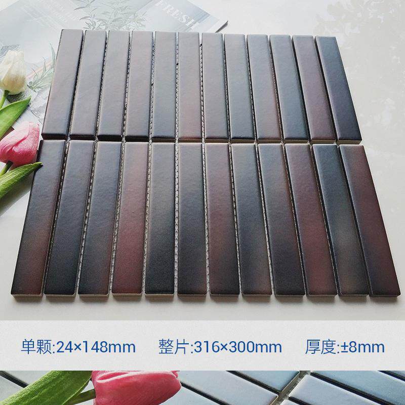 简约渐变陶瓷马赛克长条形瓷砖吧台弧形墙包柱子卫生间浴室背景墙