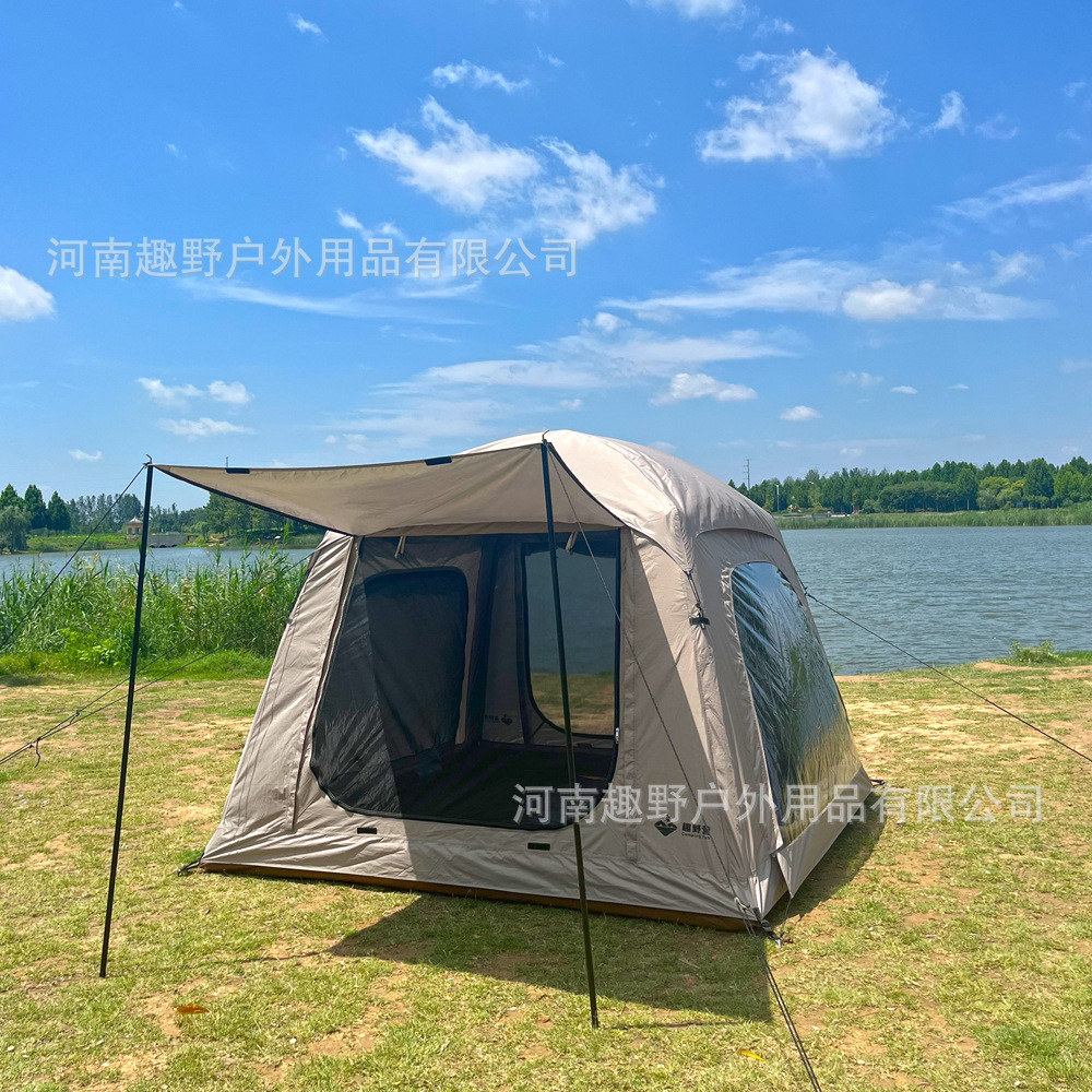 趣野营户外全自动充气帐篷户外露营3-4人可折叠便携式野营过夜防