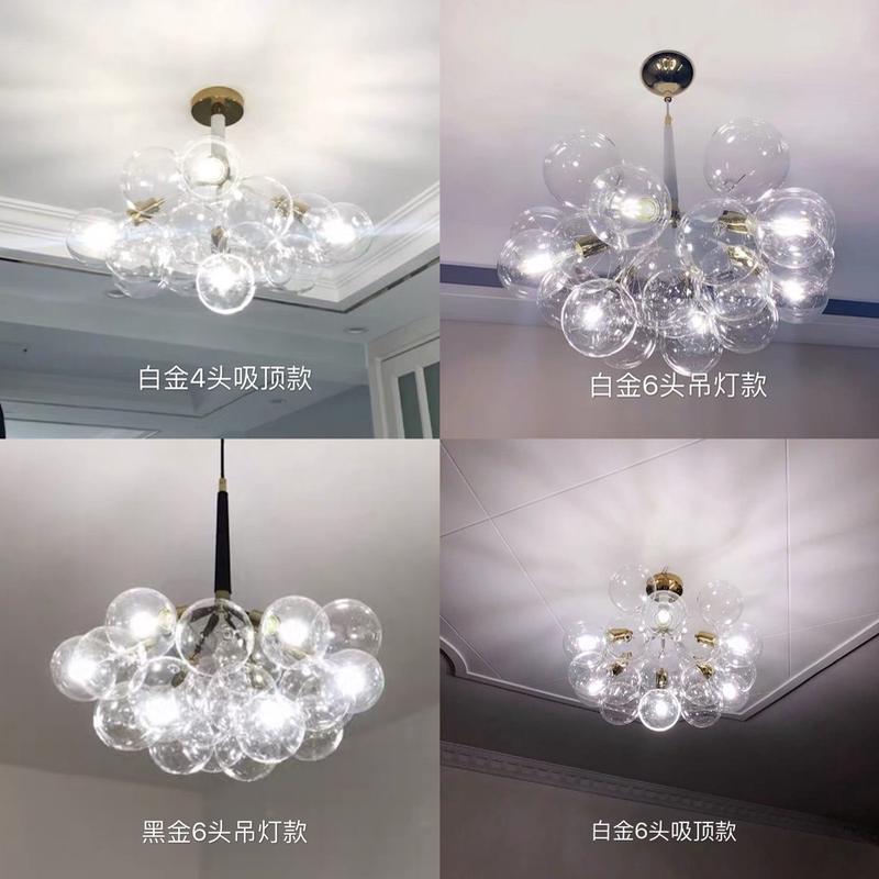 北欧温馨卧室儿童灯客厅餐厅吊灯泡泡房间网红服装店玻璃球泡泡灯