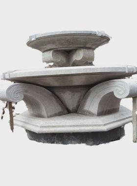 厂家直发黄锈石水景雕刻石雕喷泉欧式别墅园林石雕水钵流水摆件