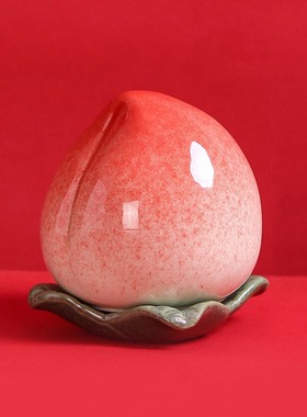 创意桃子茶叶罐简约装饰摆件老人生日寿桃祝寿小礼物礼盒logo定制