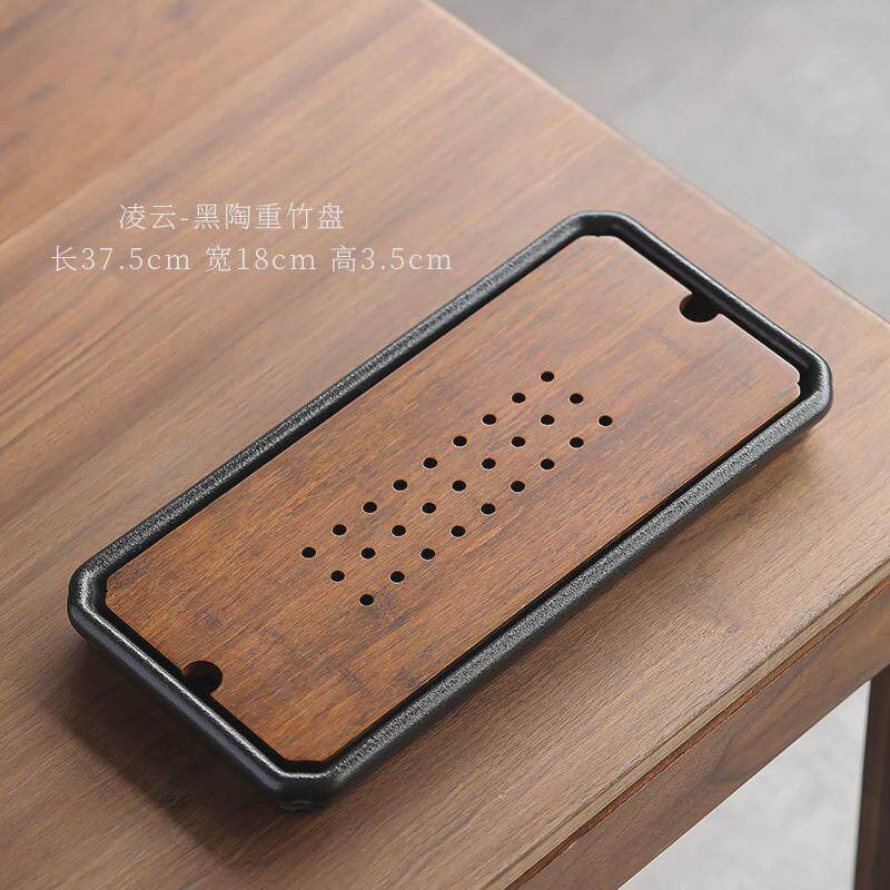 重竹干泡茶盘家用竹制小茶海陶瓷小型托盘简约干泡盘圆形储水茶台