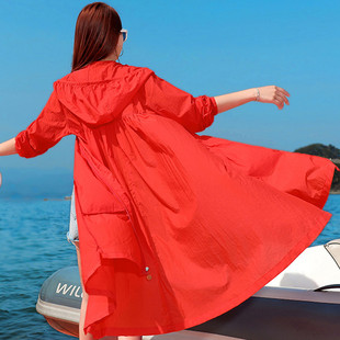 薄外套韩版 中长过膝防晒衫 潮防晒服洋气防晒衣女百搭 新款 2023夏季